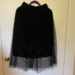 Chic Black Polka Dot A-Line Skirt